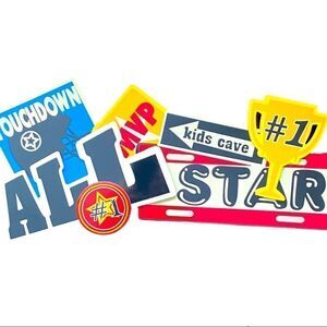 All Star #1 Kids Cave Wood Sign Home Decor Kids Bedroom Boys 10" x 20" Wire Hung